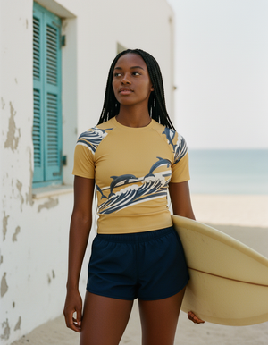 Women's Dune Navy Pod women's short-sleeve rashguards