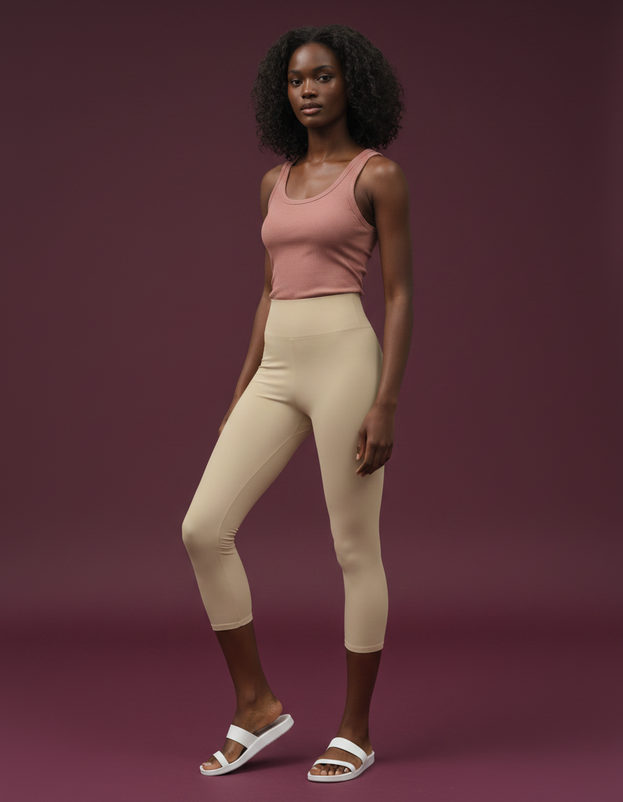 Capri-Yoga Leggings in Sandstone