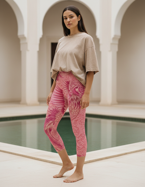 Hot Pink Celestial Capri Yoga Leggings Capri Yoga Leggings — Dripper