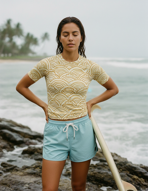 Yellow Aoi Rash Guard Men's Rashguard — Lolekai