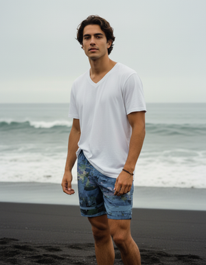 Blue Aura Haze men's swim trunks