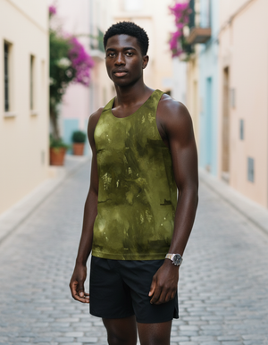 Men's Runway Chartreuse Nebula men's tank tops