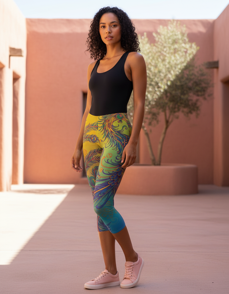 Women's Chinese Phoenix Capri Leggings