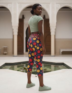 Amaranth Mosaic Leggings Capri Yoga Leggings — Dripper