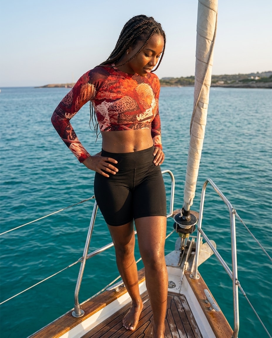 Crop Top in Fiery Red Senjin
