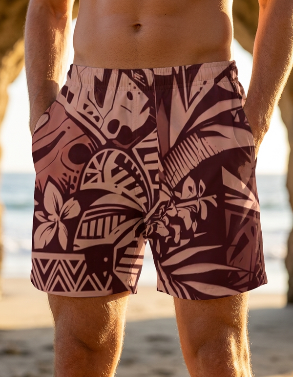 Men's Swim Trunks in Dusty Rose Lani Lehua