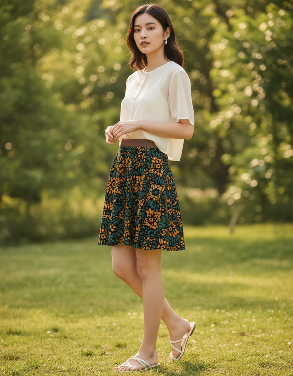 Vibrant Boca Skater Skirt
