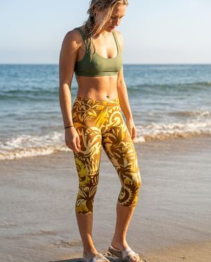 Yellow Nalu Kai swim & gym capri leggings