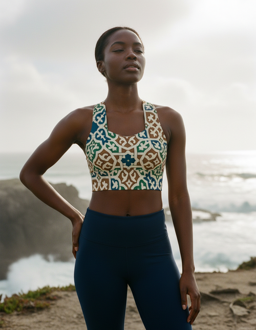 Mosaic longline sports bras