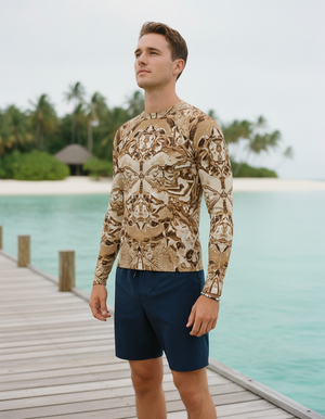 Coffee Bean Burst Rash Guard Men's Rashguard — Dripper