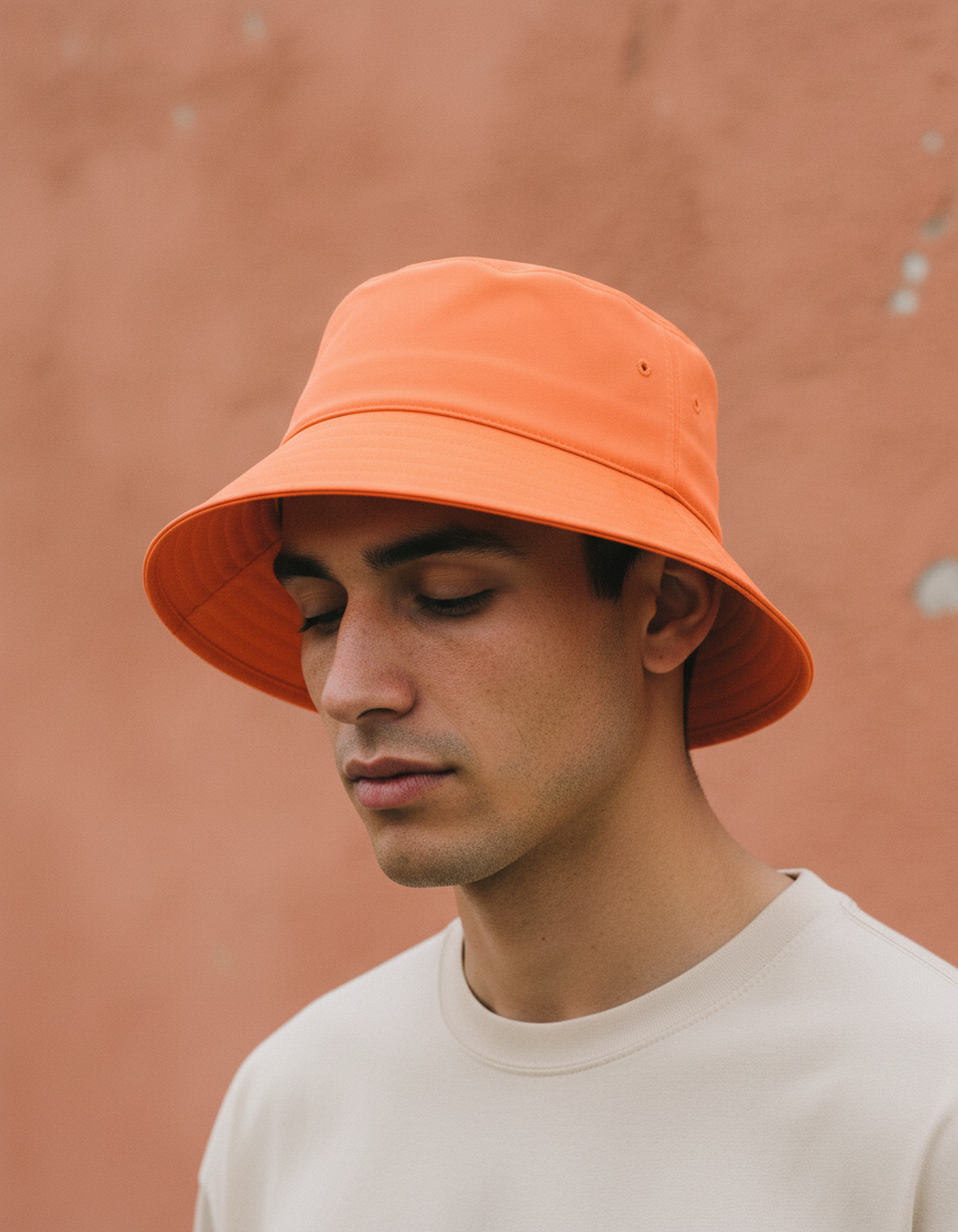 Bucket hat in Neon Orange