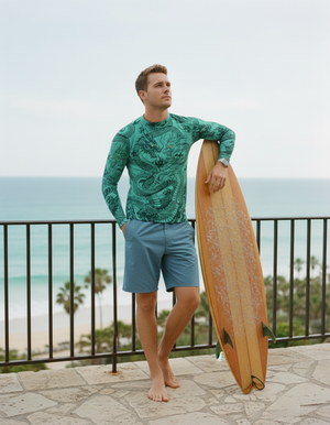 Turquoise Ember Rash Guard Men's Rashguard — Dripper