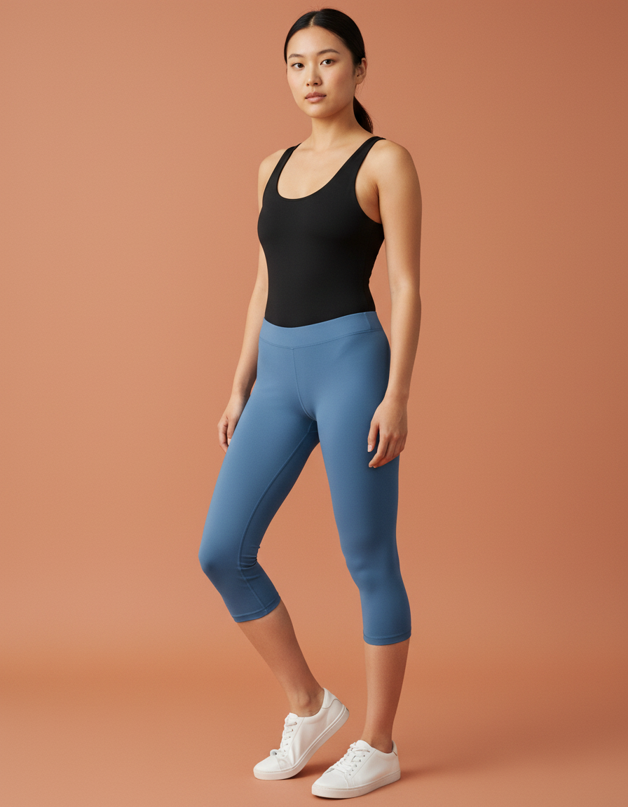 Capri Leggings in Mid Denim