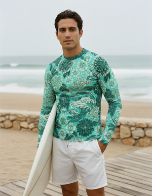 Men's Neon Aqua Edo men's rashguards