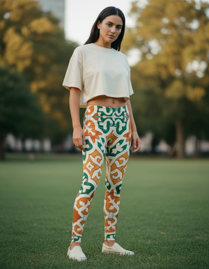 Citrus Orange Mosaic Leggings Women's Leggings — Dripper