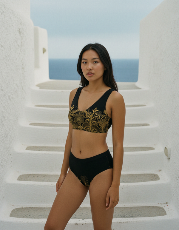 Gilded Deco Collection high-waisted bikinis