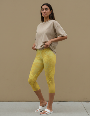Yellow Ember Capri Leggings Capri Leggings — Dripper