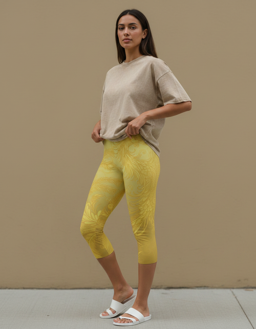 Yellow capri leggings — Dripper