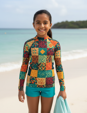 Runway Emerald Pulse Rash Guard Kids Rash Guard — Dripper