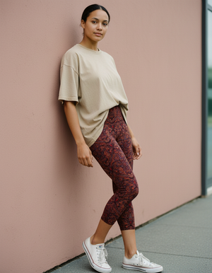 Fiery Red Kumo Leggings Capri Yoga Leggings — Dripper