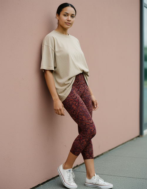 Fiery Red Kumo Capri Yoga Leggings Capri Yoga Leggings — Dripper