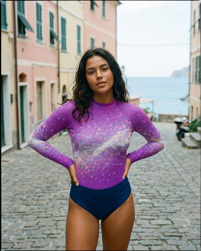 Rashguard — Women's Purple to Magenta Pixelate