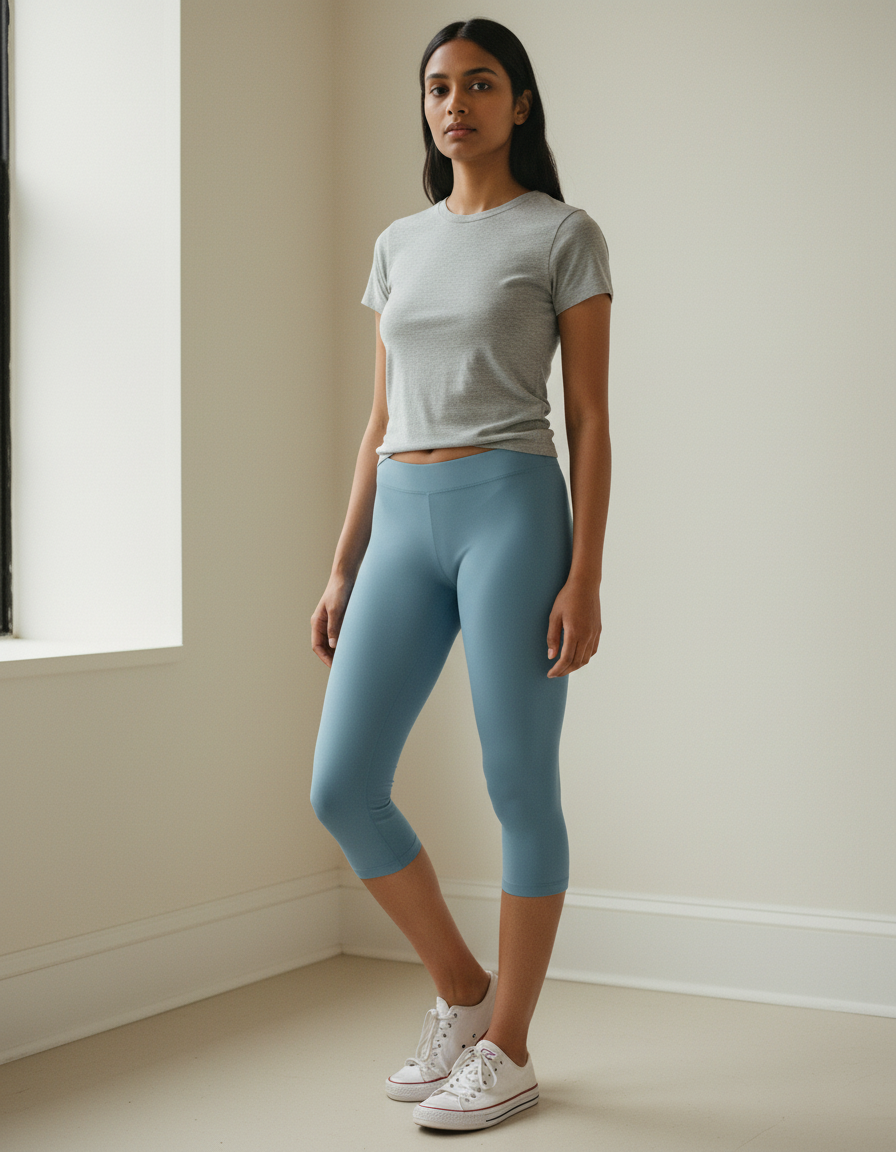 Capri Leggings in Stone Blue
