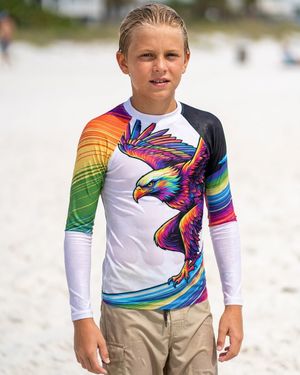 Boys Neon Eagle Surfer (white) boys youth rashguards