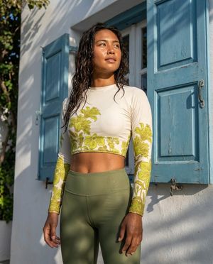 Women's Lime Aurelia women's crop-top rashguards