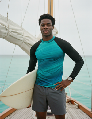 Men's Transformative Teal Ripple men's short-sleeve rashguards