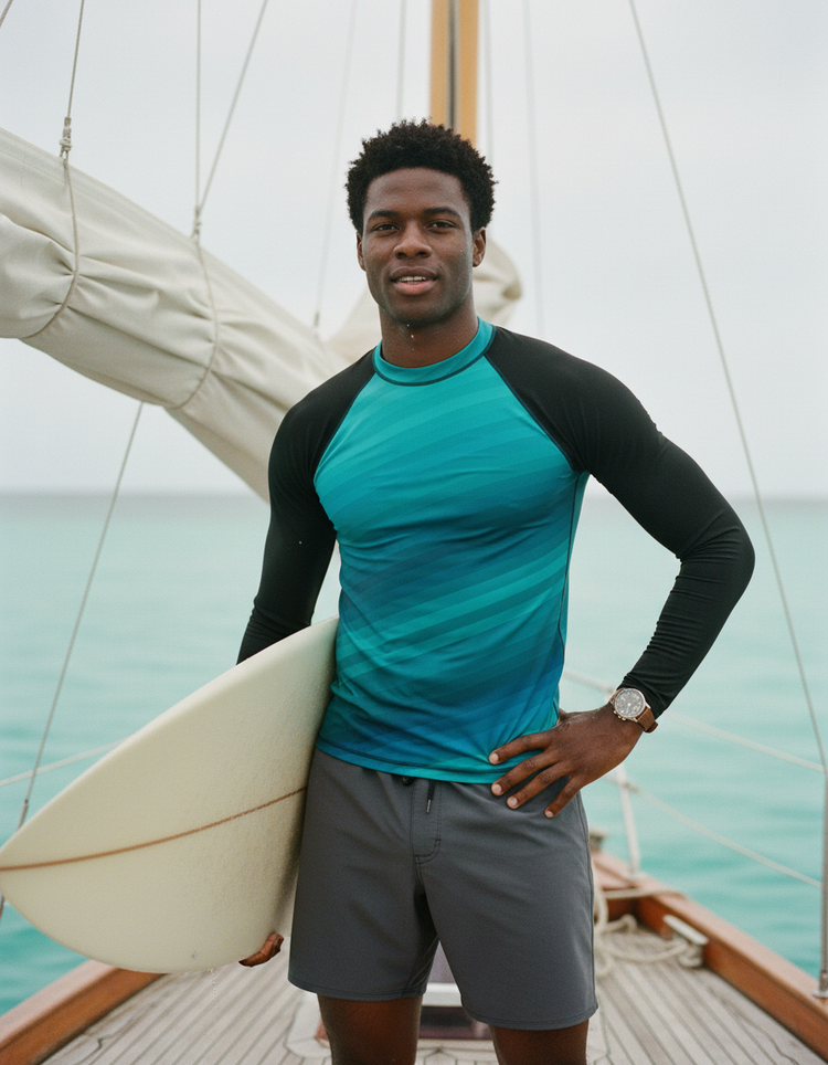 Men's Striped Rash Guard