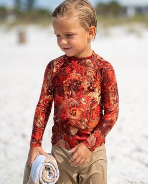 Boys Coral Bakeneko boys youth rashguards