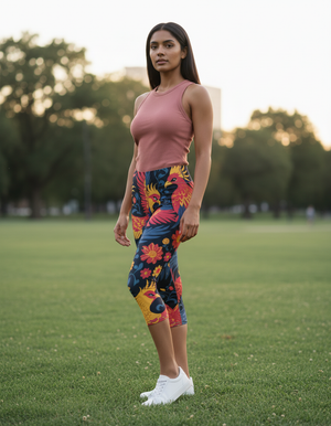 Electric Fuchsia Ember Leggings Capri Leggings — Dripper