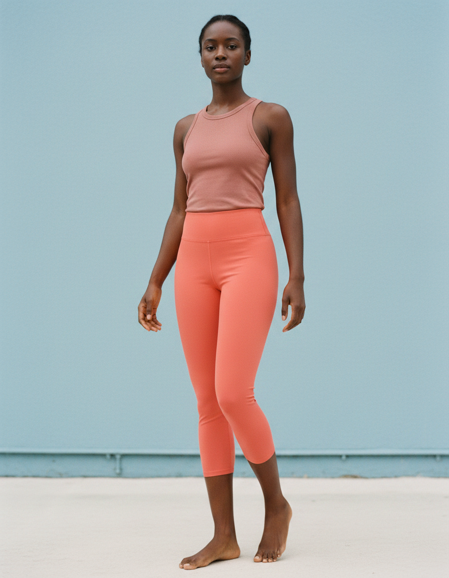 Living Coral High Waisted Leggings Capri Yoga Leggings — Lolekai