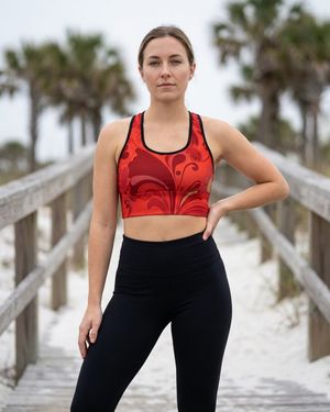 Fiery Red Groove longline sports bras