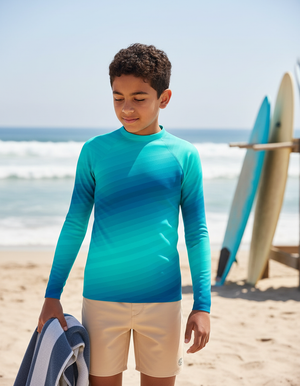Youth Turquoise Ripple youth rashguards
