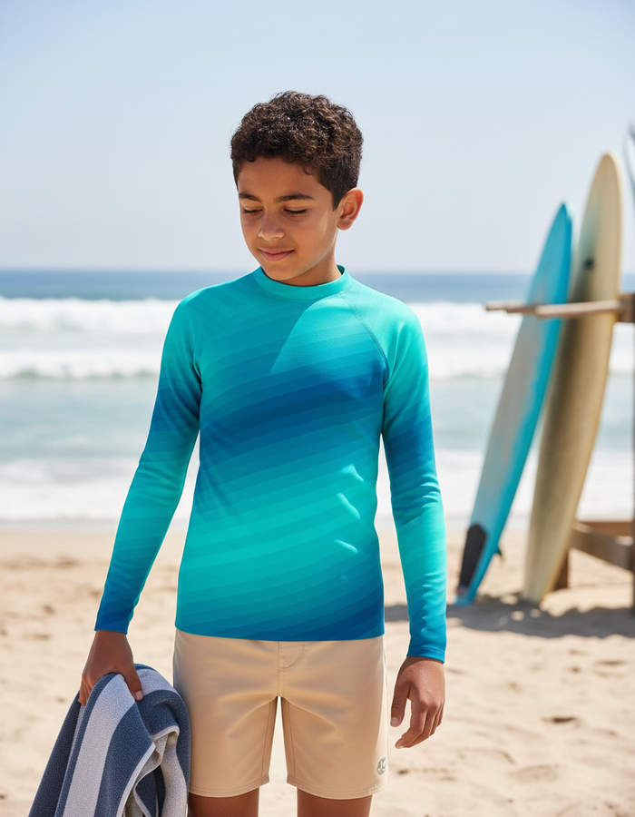 Rashguard — Youth Turquoise Ripple