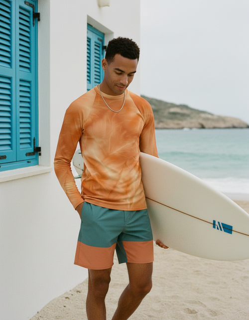 Citrus Orange Frost Rash Guard Men's Rashguard — Lolekai