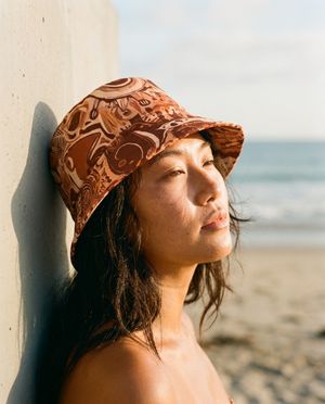 Unisex Burnt Sienna Mosaic Bucket Hat bikini — Lolekai