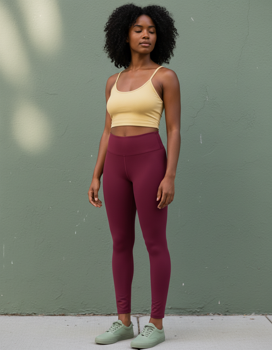 Full-Length Leggings in Burgundy
