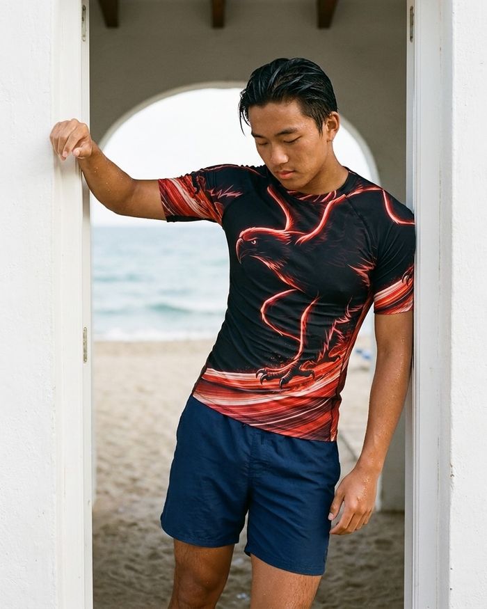 Rashguard — Men's Lava Falls Neon Eagle Surfer