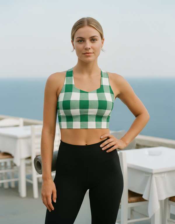 Gingham Collection longline sports bras