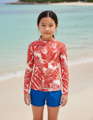 Fiery Red Verdant Rash Guard Kids Rash Guard — Dripper