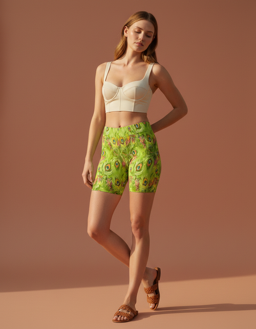 Lime Iridescence women's short shorts