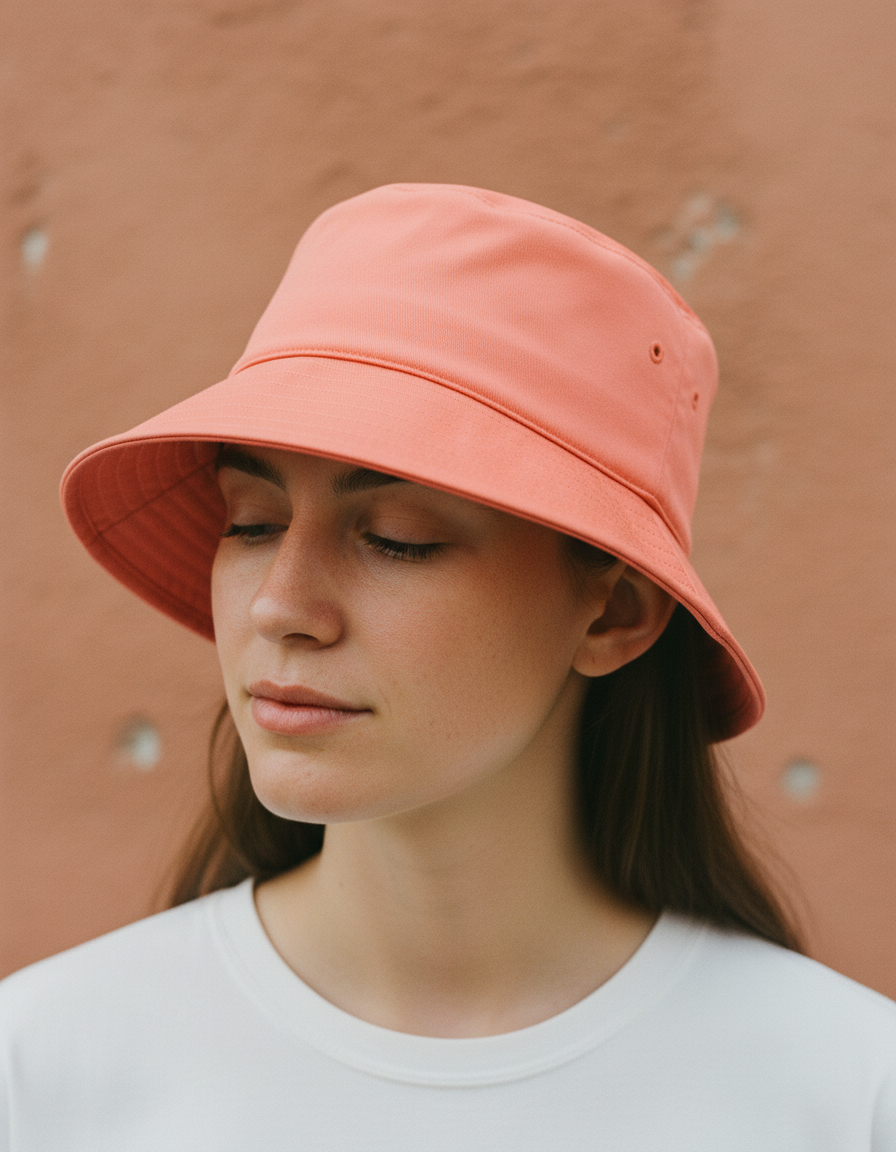 Bucket hat in Living Coral