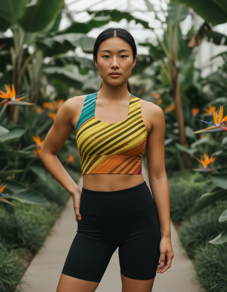 Radiant Wave Striped Longline Sports Bra