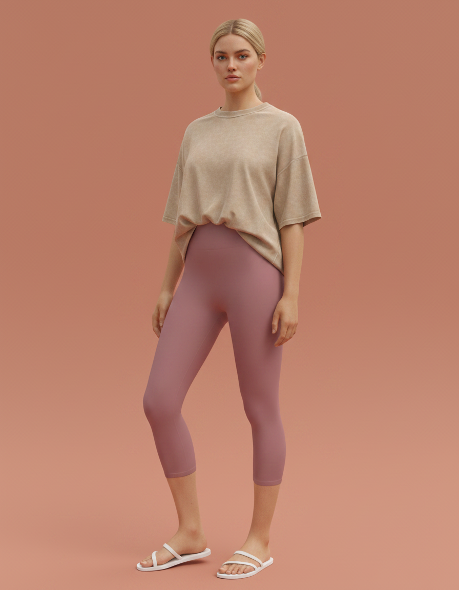 Capri-Yoga Leggings in Dusty Rose