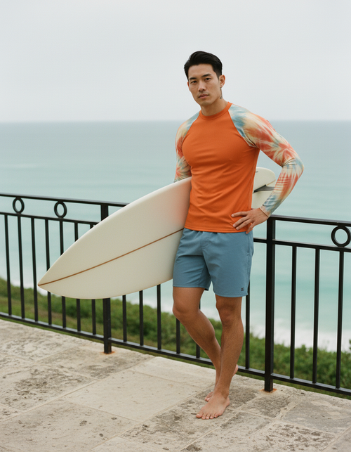 Coral Nebula Rash Guard Men's Rashguard — Dripper