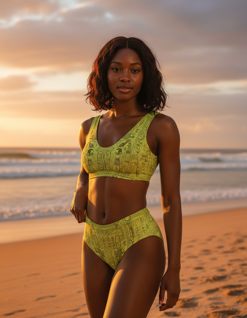 Lime Ankh High-Waisted Bikini High-Waisted Bikini — Dripper