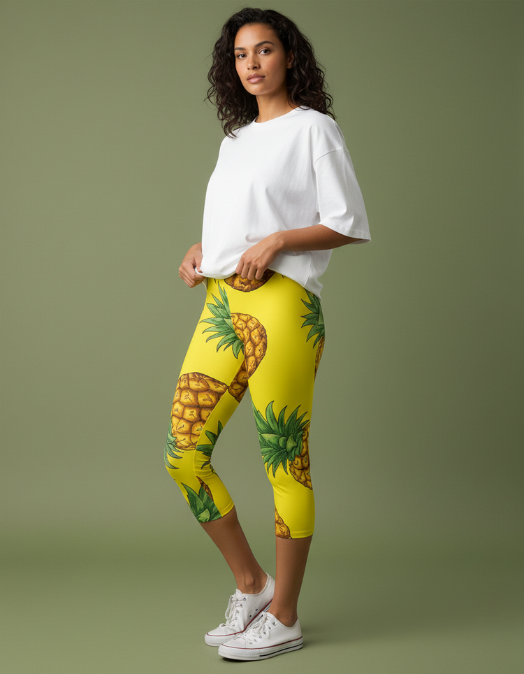 Women's Pineapple Capri Leggings